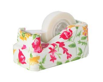 VIBRANZ-LAB Cute Tape Dispenser Floral Home Office Desk Supplies Fun Desk Accessories Office Supplies for Women Weighted Non-Slip Base