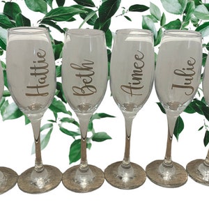 Personalised glass champagne flutes