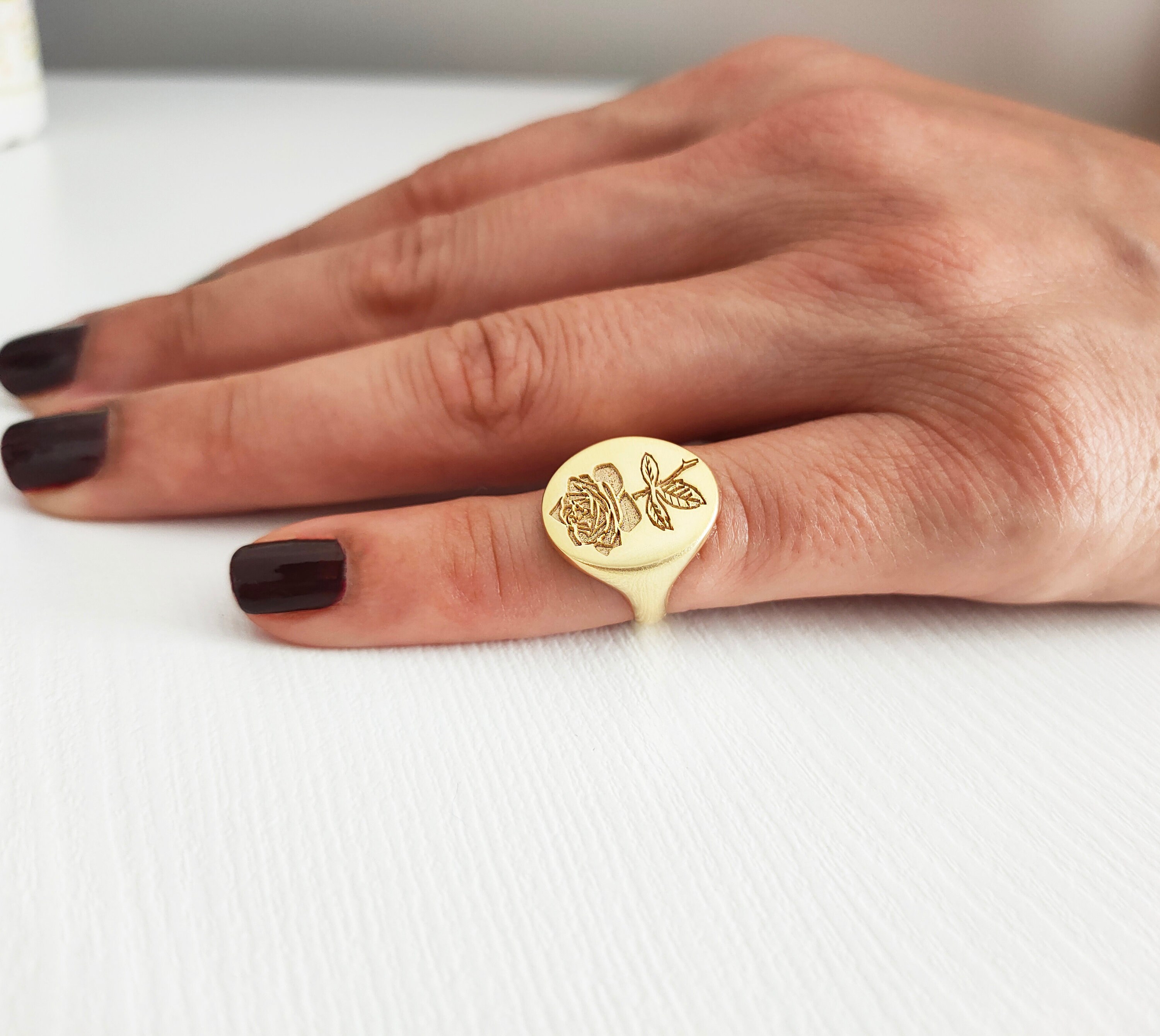 Silver Rose Ring Silver Ring Rose Engraved Etsy