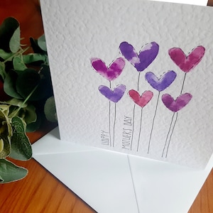 Hand painted watercolour heart balloons cards Valentine's, birthday, anniversary, any occasion. Colour choice & personalisation available image 8