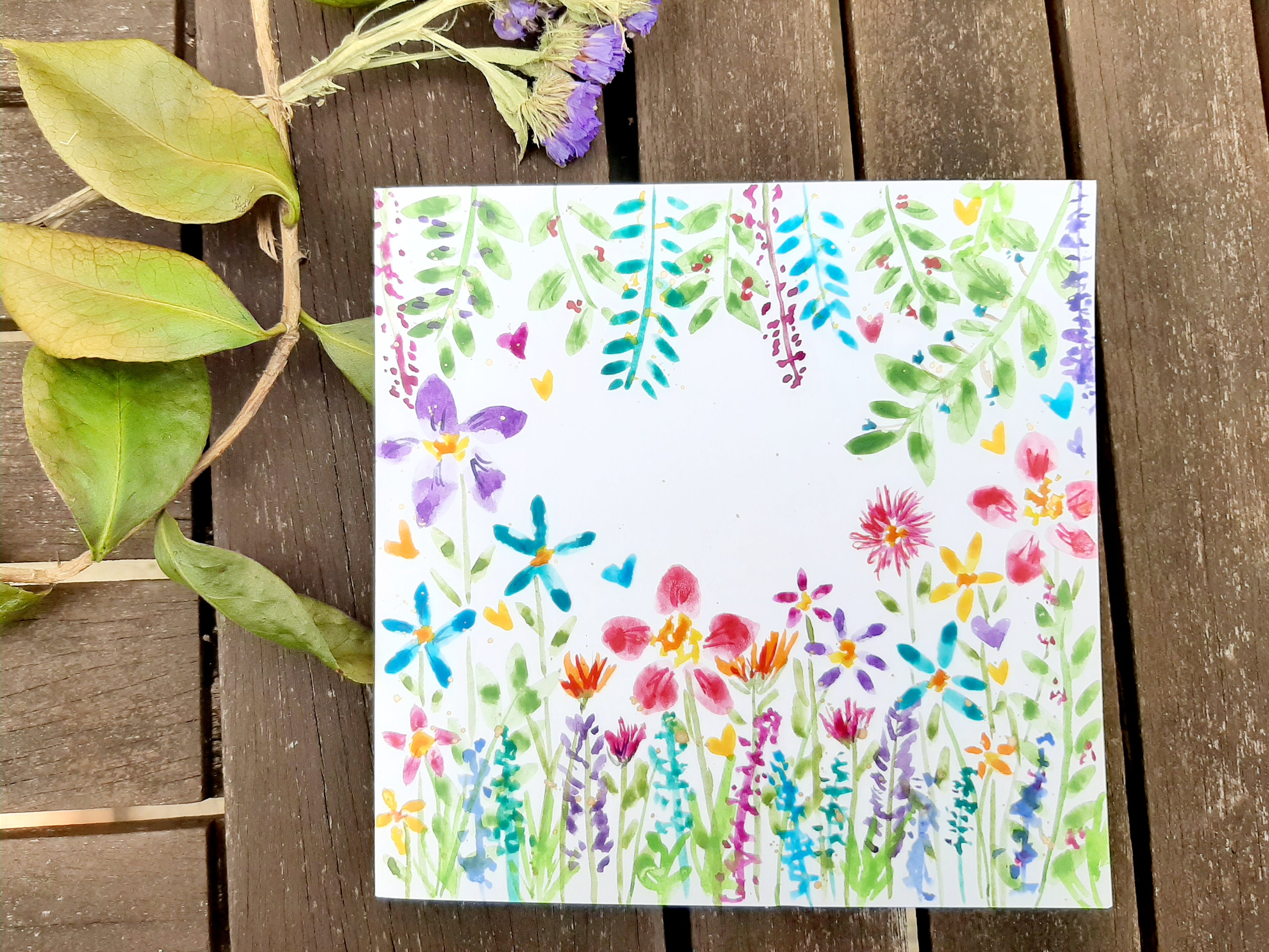 Hand Painted Watercolour Floral Greeting Card With Personalisation ...