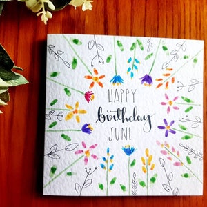 Hand painted watercolour floral card, wild stem flowers - any greeting, personalisation available