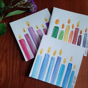 3er-Pack handgemalte Geburtstagskarten mit Aquarellkerzen - wählen Sie aus 5 Farben