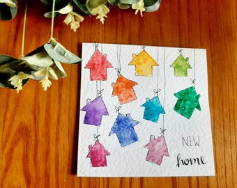 Hand painted watercolour new home cards - colour choice and personalisation available, new house