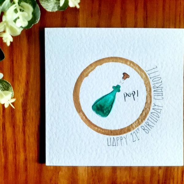 Hand painted watercolour celebration card - personalisation available