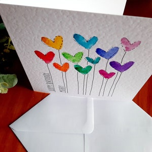 Hand painted watercolour heart balloons cards Valentine's, birthday, anniversary, any occasion. Colour choice & personalisation available image 7