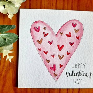 Handgeschilderde aquarel roze/roségouden hart Valentijnsdag of Moederdag: maak je eigen gepersonaliseerde groet