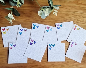 Paquete de 5/10/20 mini tarjetas de notas lisas hechas a mano con acuarela de 8 x 8 cm: etiquetas de regalo, tarjetas de visita, para decir algo sin importancia, para bolsas de fiesta, con opción de color/diseño.