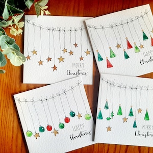 CHRISTMAS! Hand painted watercolour Christmas greeting cards: personalisation available, your choice of design and greeting