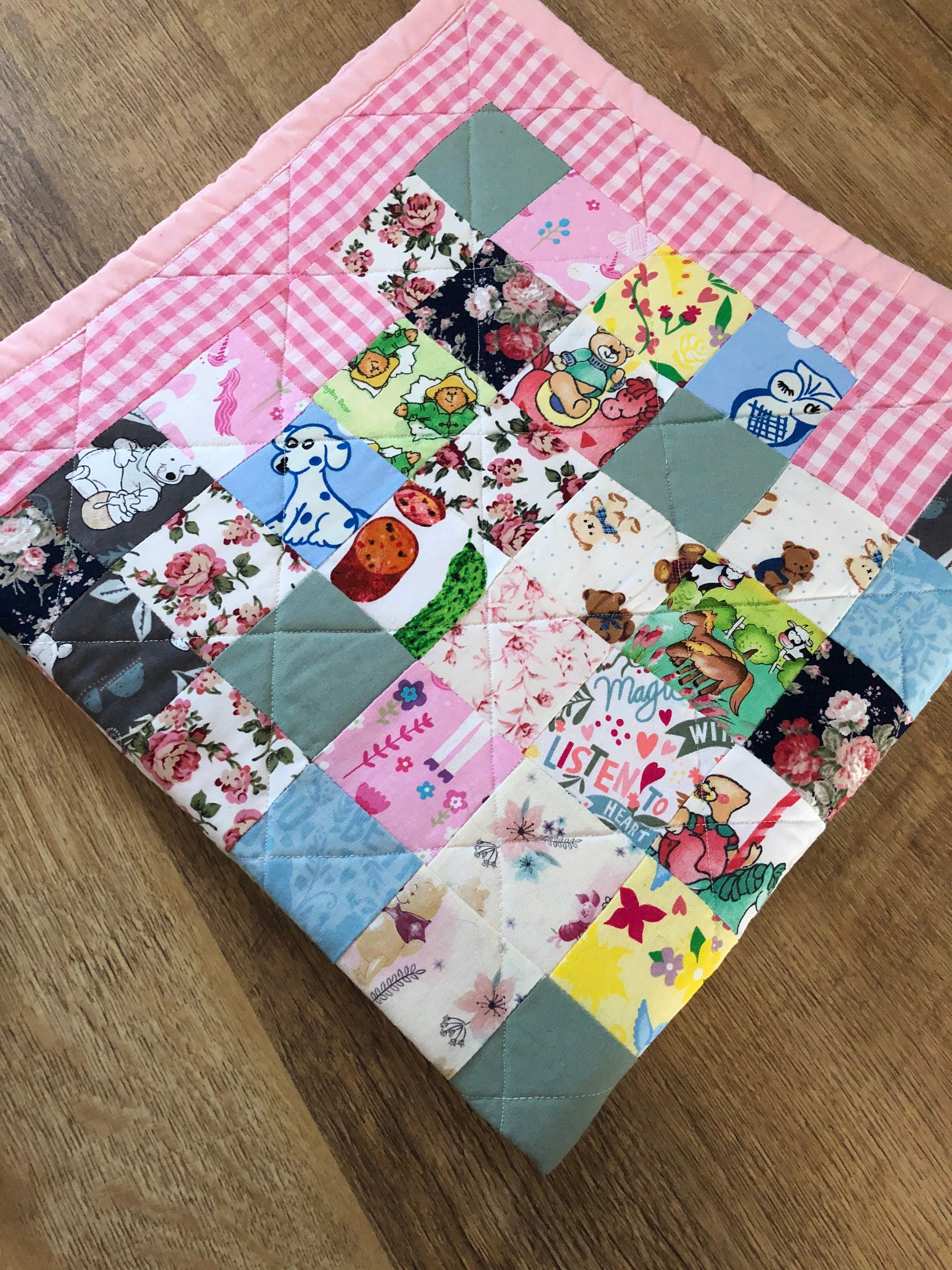 Hand made quilted patchwork baby play mat. Etsy