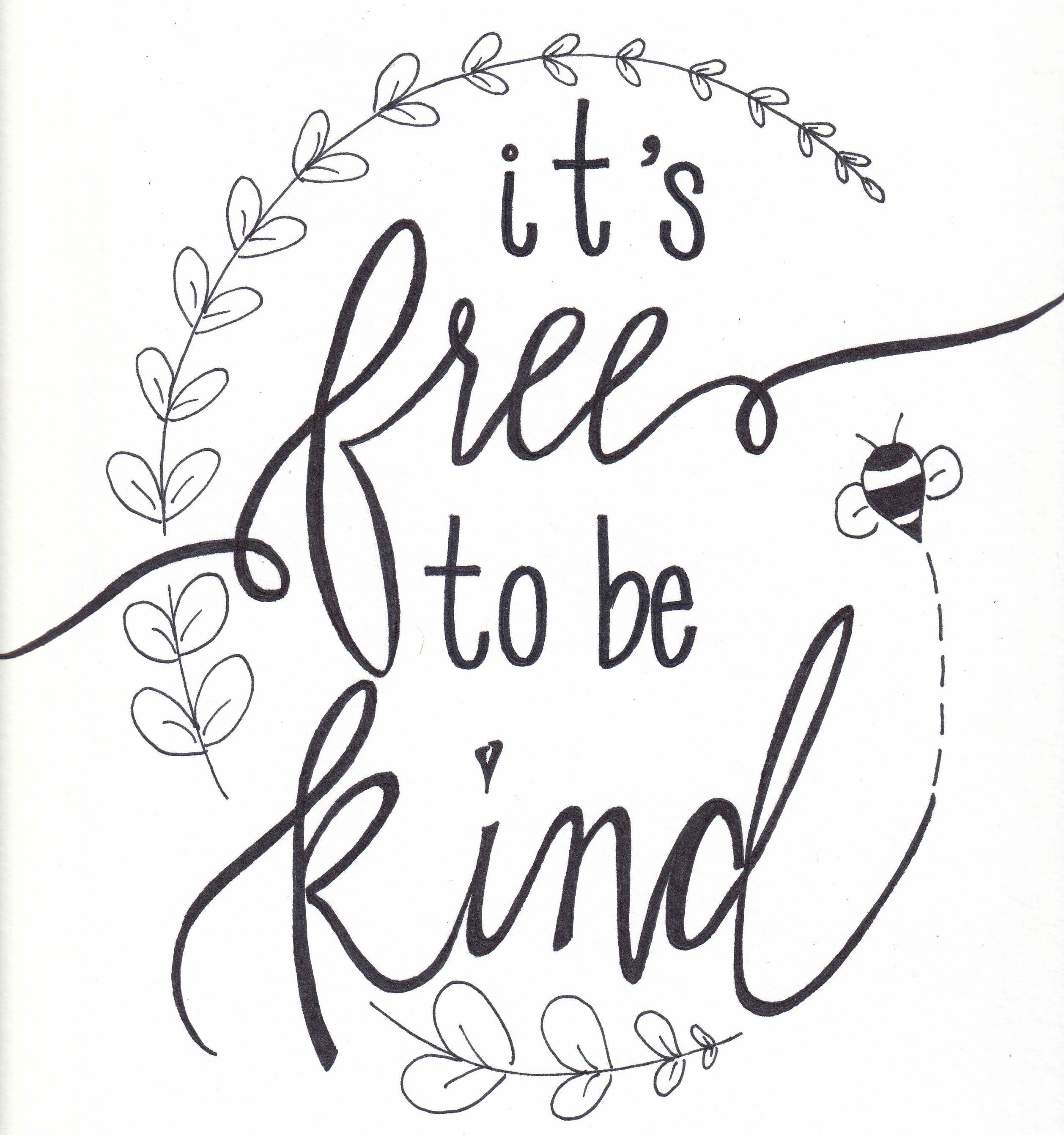 It's Free To Be Kind Hand-lettered Printable Wall Art | Etsy
