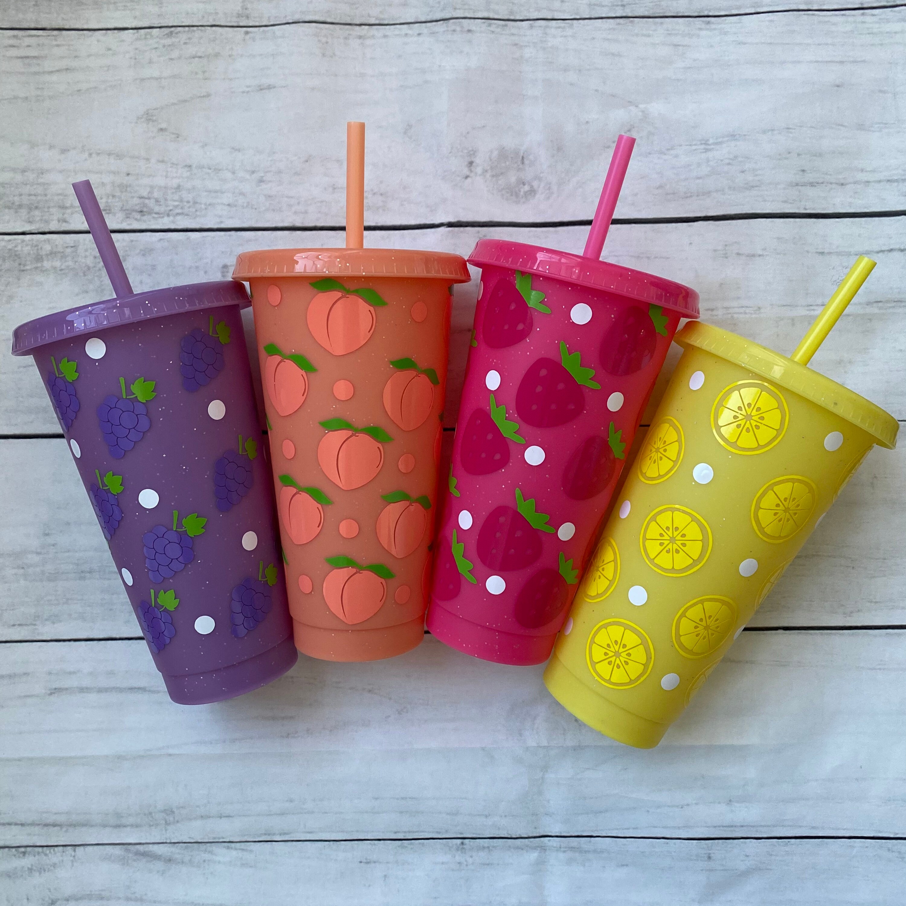 Fruit Tumbler Cups Strawberry Cup Lemonade Cold Cup Etsy