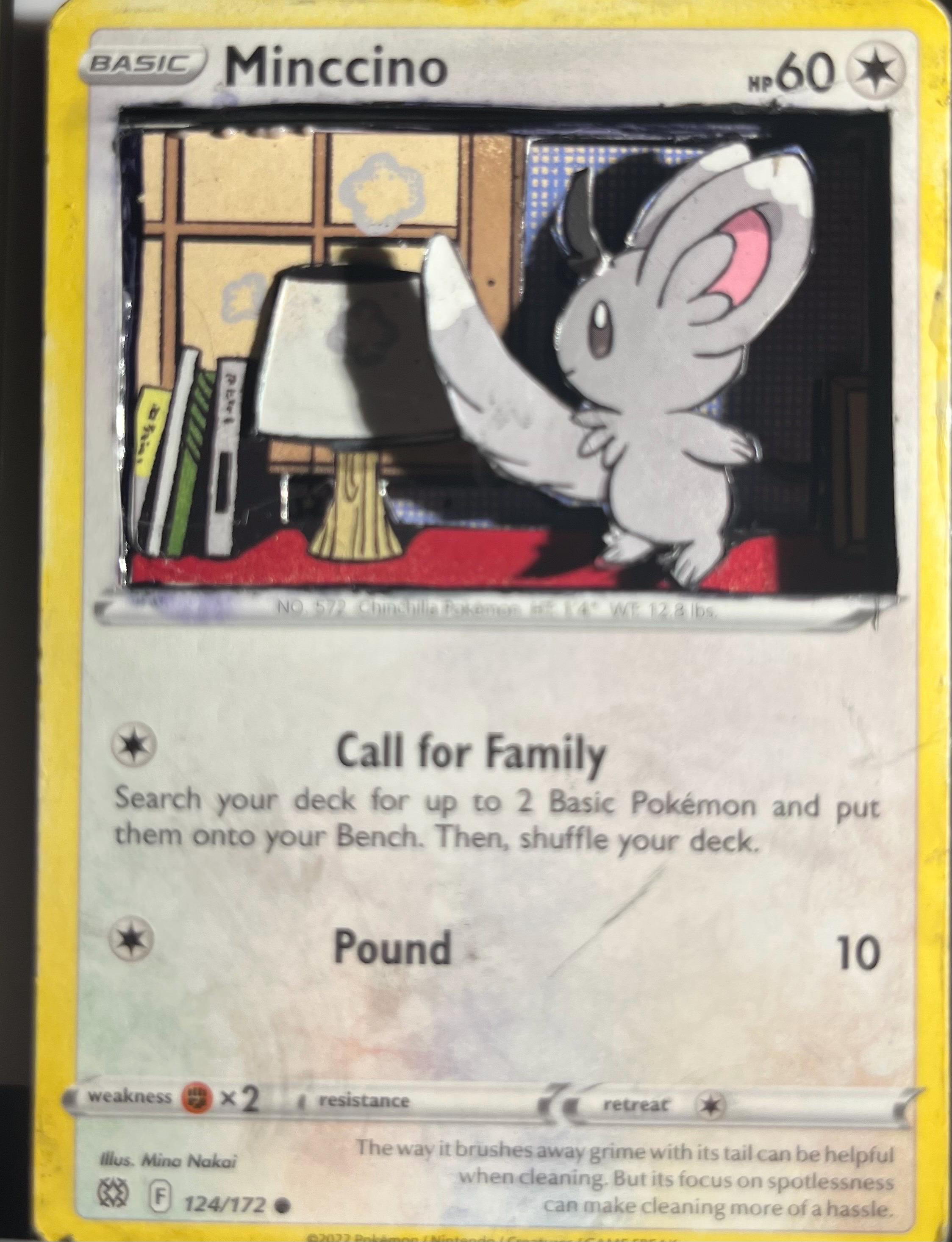 3D Minccino Pokémon Card - Etsy