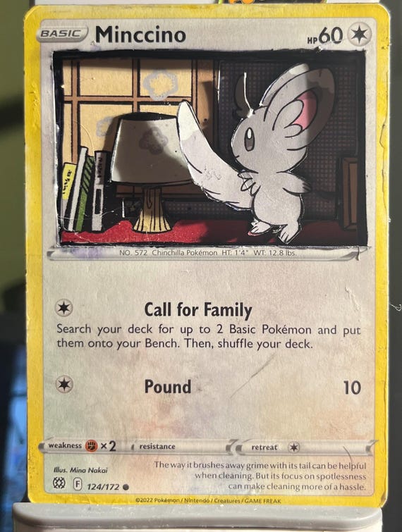 pokemon card minccino - (87/124) Shiny Holo Rare Card Type 3D Minccino Pokmon card