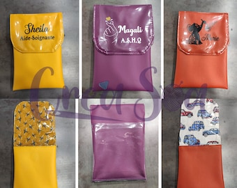 Infirmière pochette, personnalisé, trousse de blouse aimantée, Grand format, infirmière, aide soignante, blouse soignant, etui stylos France