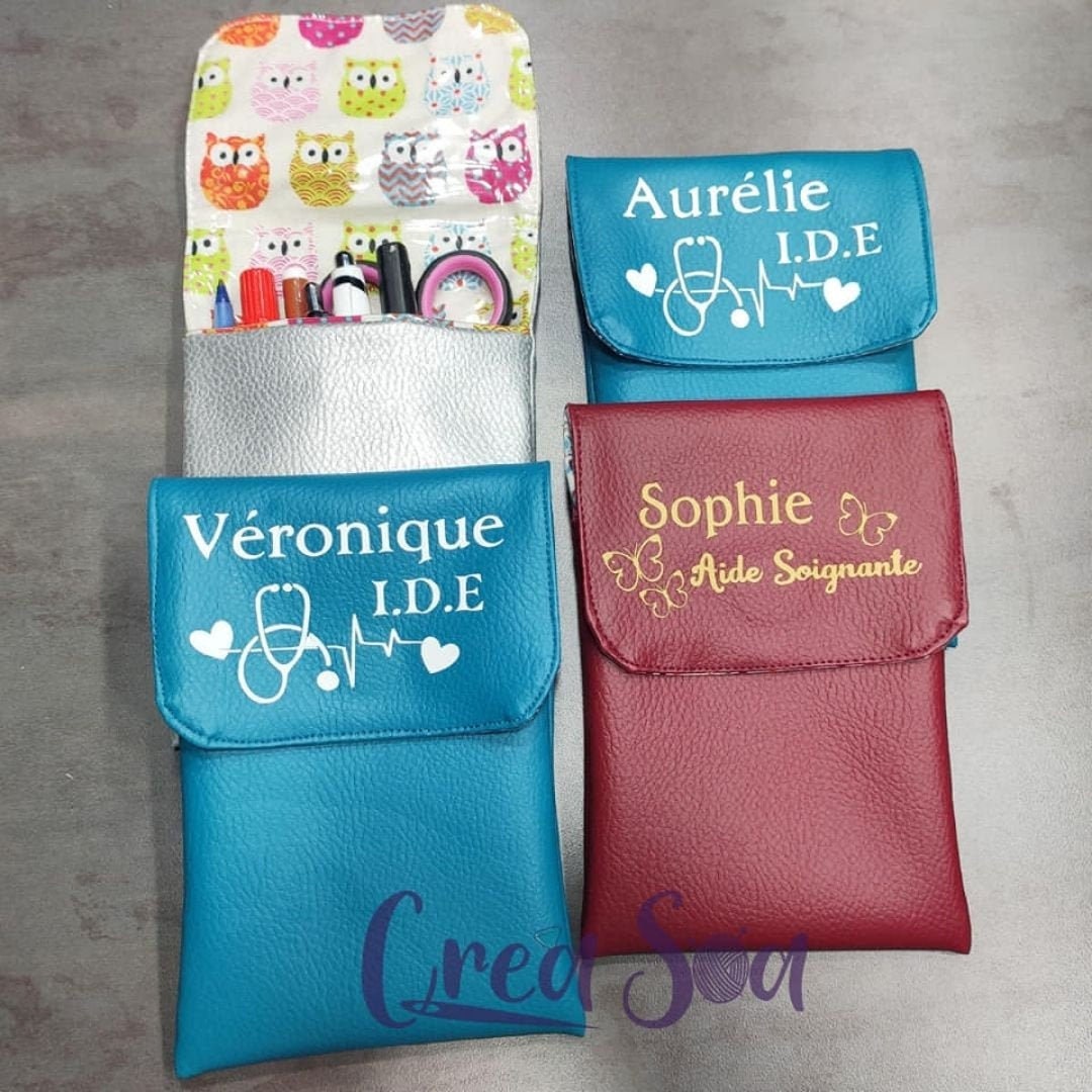 Pochette Stylo Infirmière, Grand Format, Étui à Stylo, Pochette Aide-Soignant, Plastifiée, Blouse, M