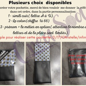 Pochette infirmière aimantée et son tour du cou assorti taille motifs et couleurs au choix, pochette stylos aide soignante personnalisée immagine 2