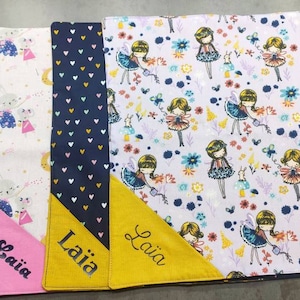 Child's napkin, personalized napkin, table linen, canteen, zero waste, snack, lined napkin image 1