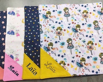 Child's napkin, personalized napkin, table linen, canteen, zero waste, snack, lined napkin