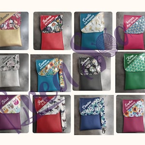 Pochette infirmière aimantée et son tour du cou assorti taille motifs et couleurs au choix, pochette stylos aide soignante personnalisée