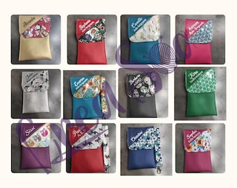 Pochette infirmière aimantée et son tour du cou assorti taille motifs et couleurs au choix, pochette stylos aide soignante personnalisée