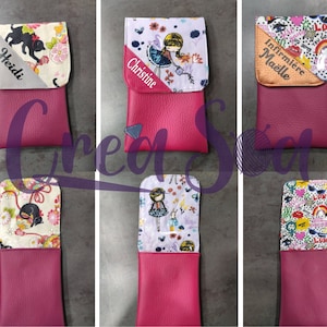 Bolsa de enfermera tricolor con o sin correa para el cuello, elección de estampado y colores; bolsa magnética, algodón recubierto de símil piel bicolor.