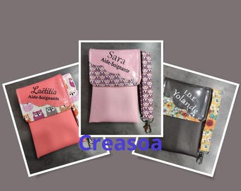 Pochette aimantée médical forme vague/ Pochette aimantée infirmière/ Pochette soignants/étui stylos/organisateur de poche taille moyenne