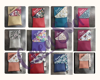 Pochette infirmière aimantée et son tour du cou assorti taille motifs et couleurs au choix, pochette stylos aide soignante personnalisée