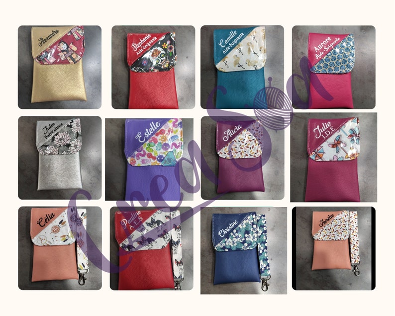 Pochette infirmière aimantée et son tour du cou assorti taille motifs et couleurs au choix, pochette stylos aide soignante personnalisée immagine 1