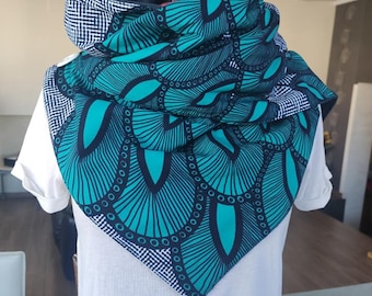 Maxi Chèche  femme grand format rectangle prêt à partir  sexe uni motif aux choix, grand écharpe doublée en coton  et polaire