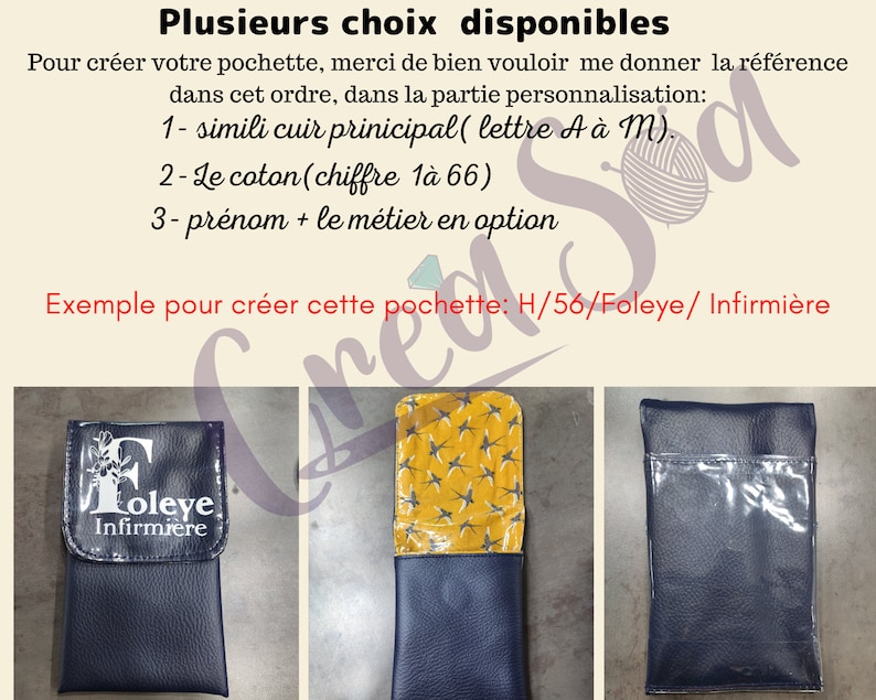 Pochette infirmière aimantée personnalisable motif floral, etuie stylo pour blouse medicale, trousse aimantée soignant plastifié aux choix image 2