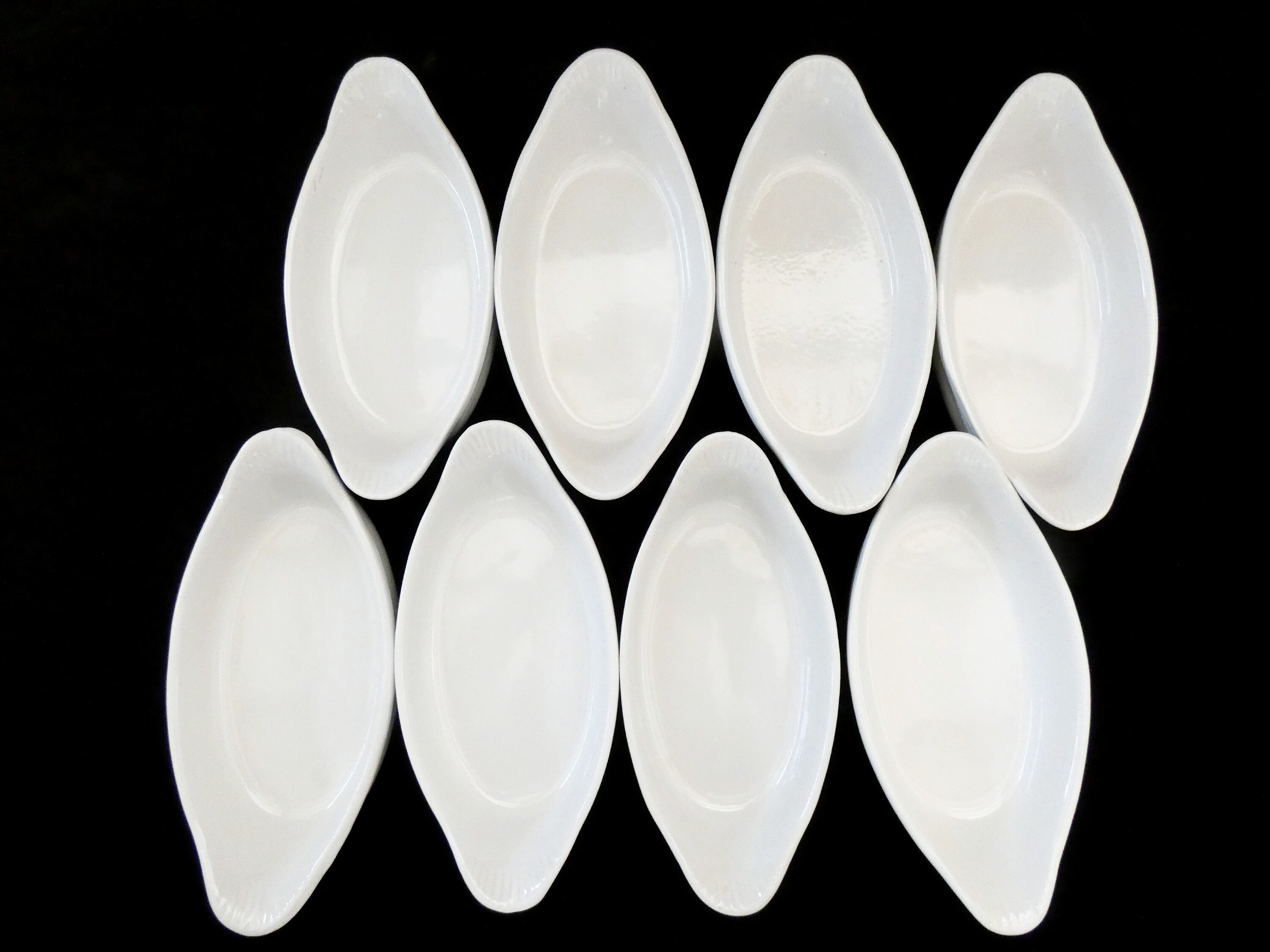 8 Vintage French Dessert Plates Porcelain Bone Plates White Gratin Dish