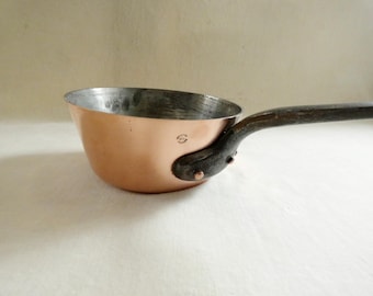 Vintage 3 mm thick ML Villedieu France Copper Pan, Windsor Saucepan Bakeware, Copperware