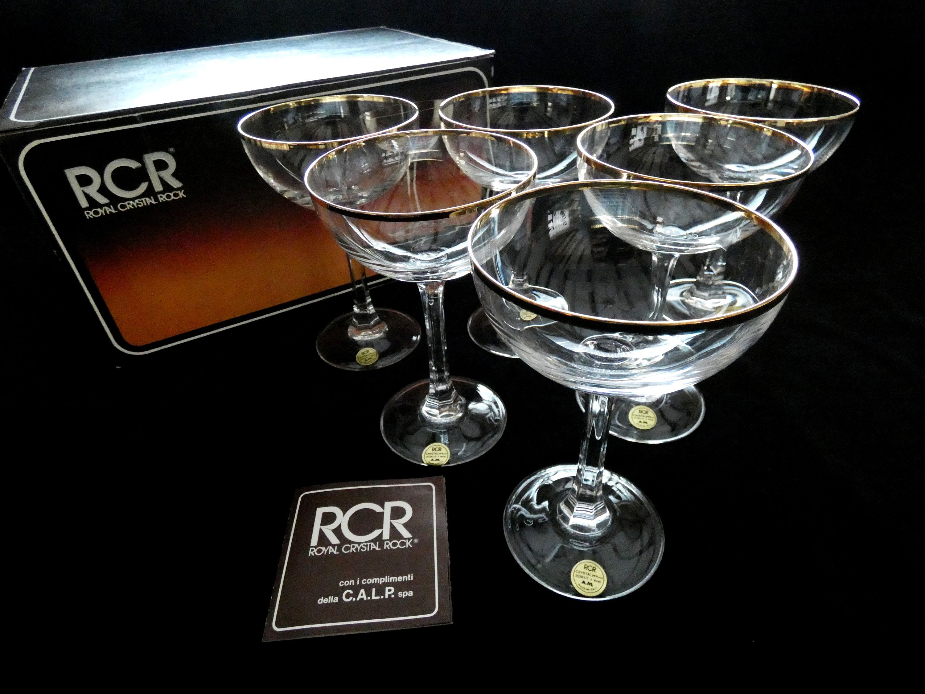 Vintage Set of 6 RCR Crystal Wine Glasses / RCR Ambassador Wine Glass / RCR  Crystal Glass Set / Royal Crystal Rock Glasses -  Denmark