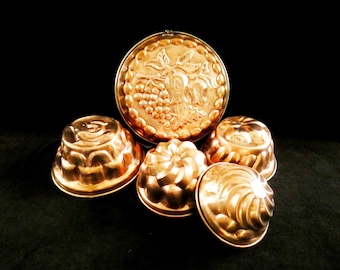 Molde antiguo de cobre francés para pasteles, moldes para gelatina/brioche, decoración vintage de cobre para hornear