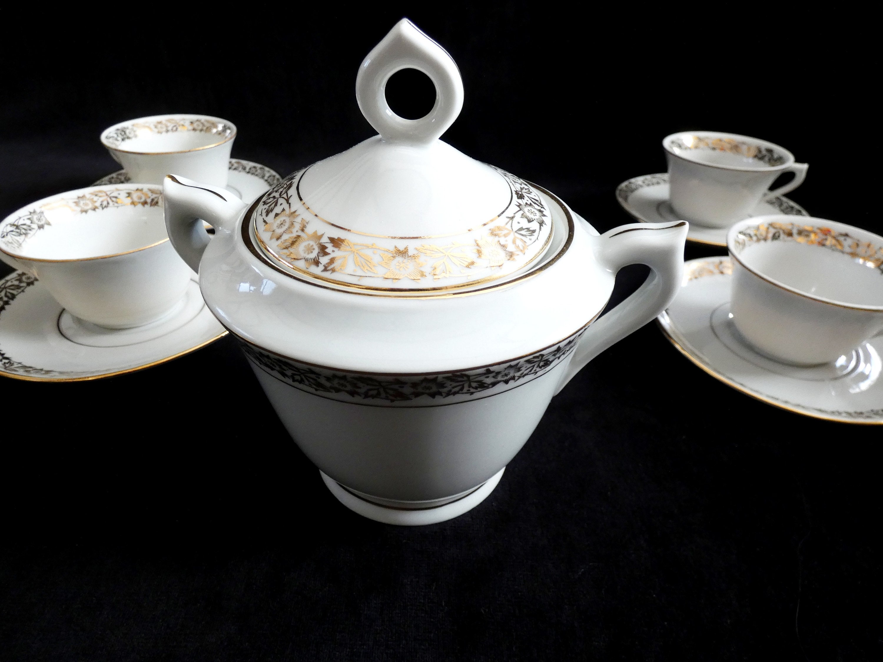 6 Limoges Coffee Cups, Vintage French Coffee Service Limoges China