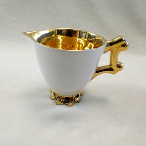 Antique Italian Milk / Cream Jug, Vintage White and 22k Gold Jug, White Milk Pitcher Vintage Italian Porcelain, Rare Milk Pot, Italy 30s