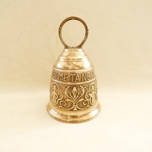 Antique French Monastery Bell Solid Ornate Cast Brass Vintage Front Porch Decor Catholic Church Bell