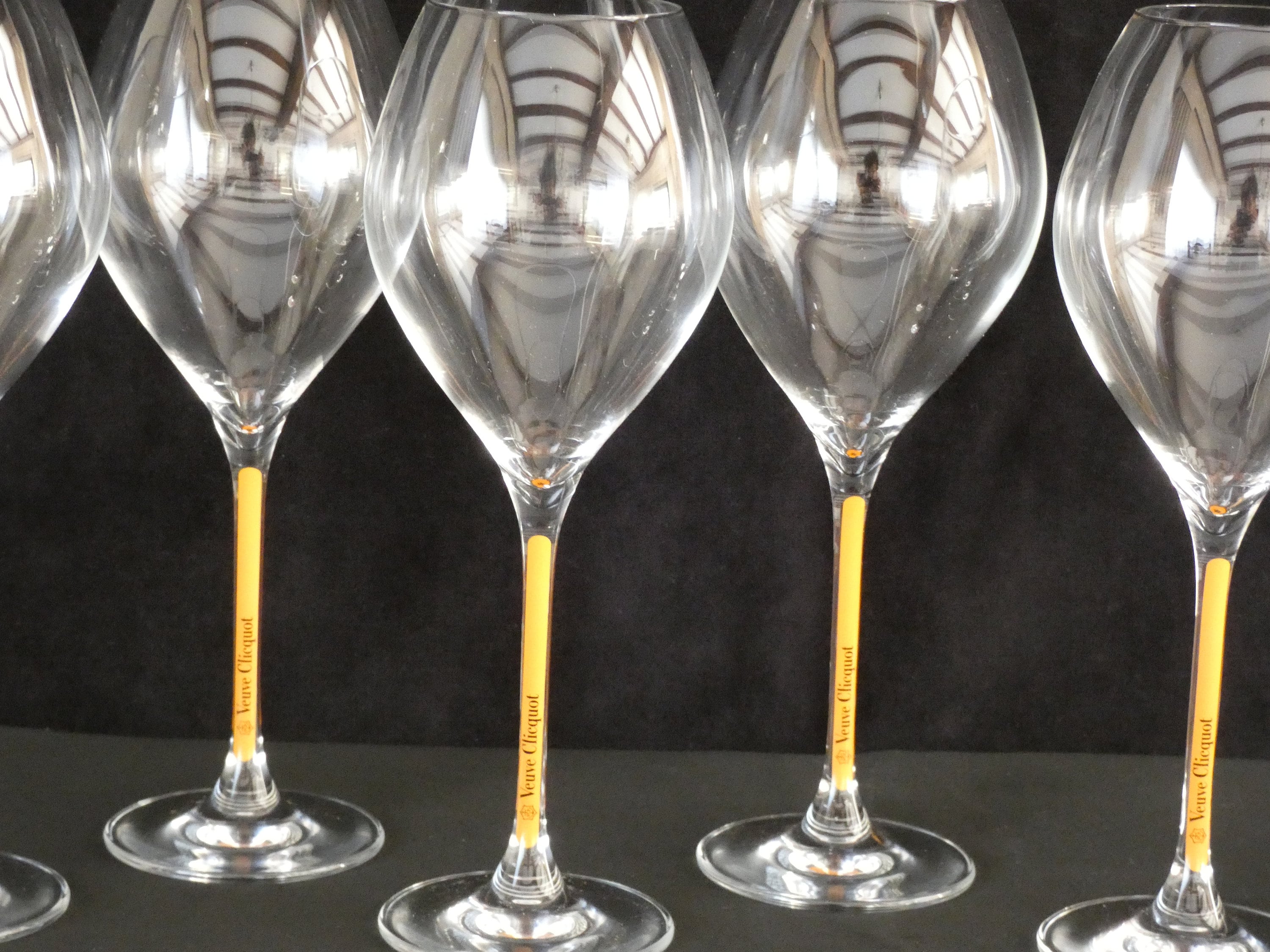 Set of 2 Veuve Clicquot Ponsardin Crystal Glasses, VCP Champagne