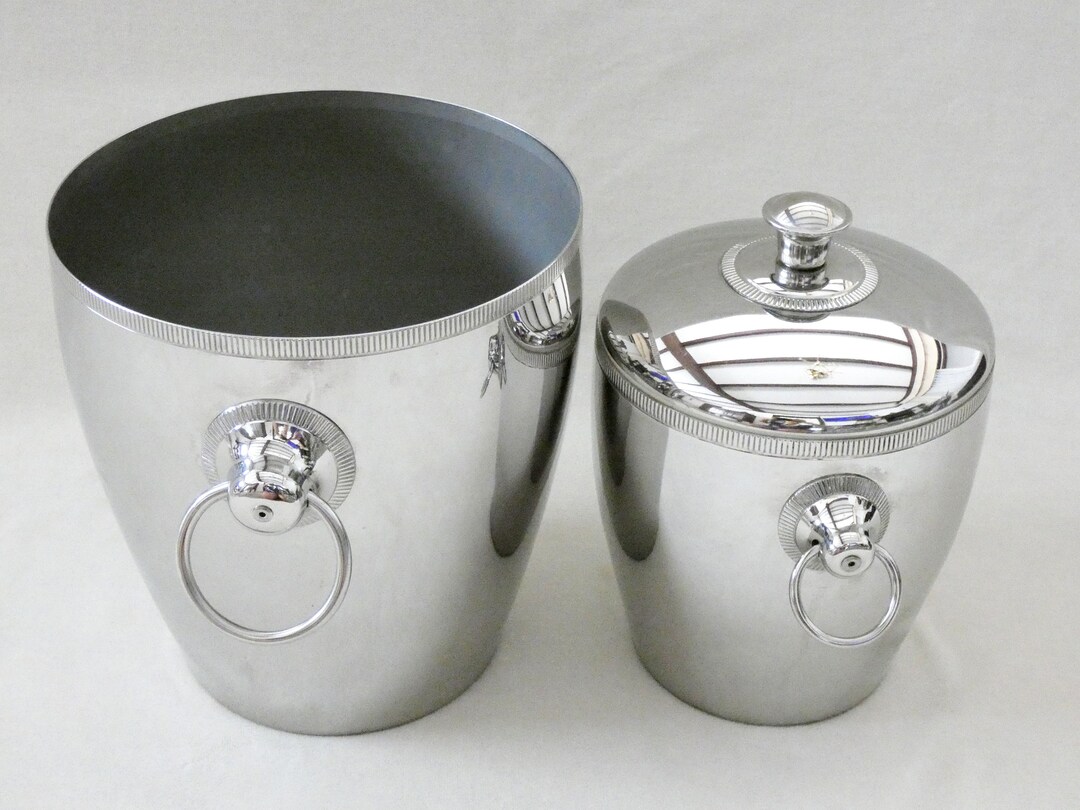 2 Vintage French Ice Buckets Letang Remy Champagne Bucket Ice Container Wine Cooler Barcart