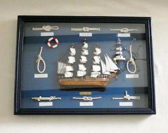 Vintage French Nautical Knot Board &quot;Mayflower&quot; Sailing Ship Marine Sea Rigging Maritime Knots