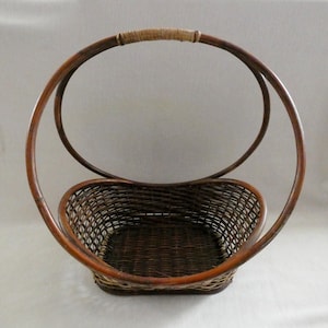 French Woven Rattan Basket Vintage Wicker Bamboo Wood Handle Storage Fruits Vegetables Basket Small Panier