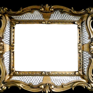 Vintage Italian Gold Mirror Baroque Style Gold and White Ornaments Mid century Florentine Wall Mirror