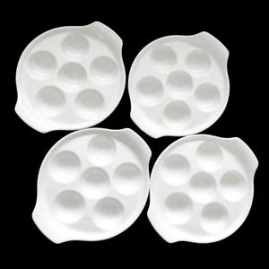 4 Escargot Dishes White French Porcelain Snail Plates