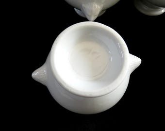 ヴィンテージフランス製磁器製スープボウル：ライオンヘッドハンドル