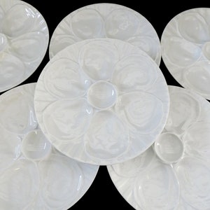 4 Vintage Pillivuyt Oyster Plates White French Oyster Platters Set Seafood Dishes