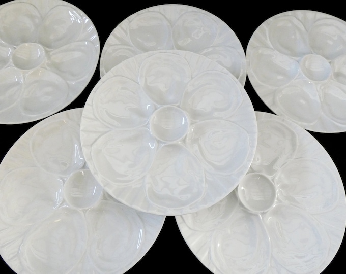 Vintage Pillivuyt Oyster Plates - White French Porcelain Seafood Dishes