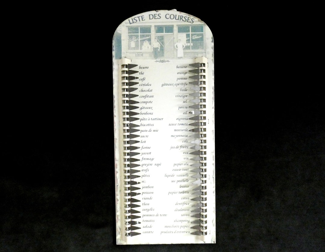 Vintage Metal Grocery List French Shopping Liste Des Courses Etsy