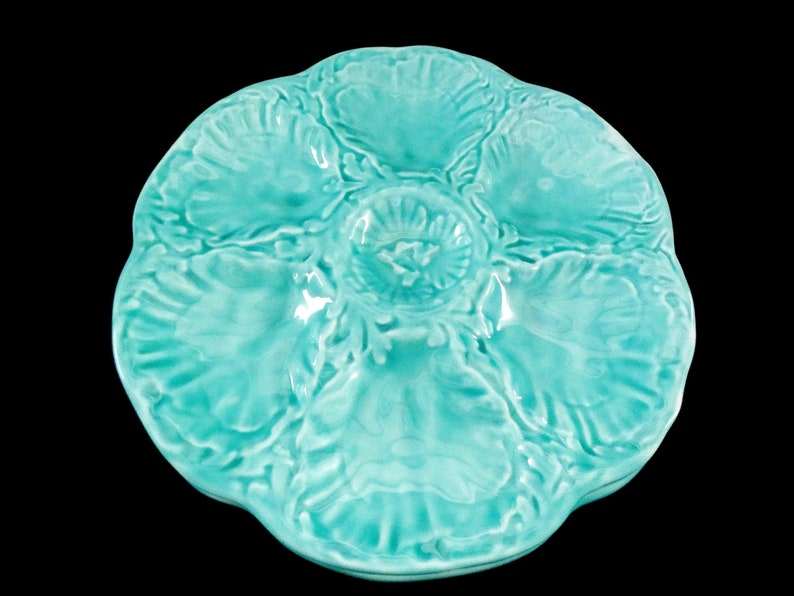 Vintage Gien Oyster Plates French Oyster Platters Majolica Etsy
