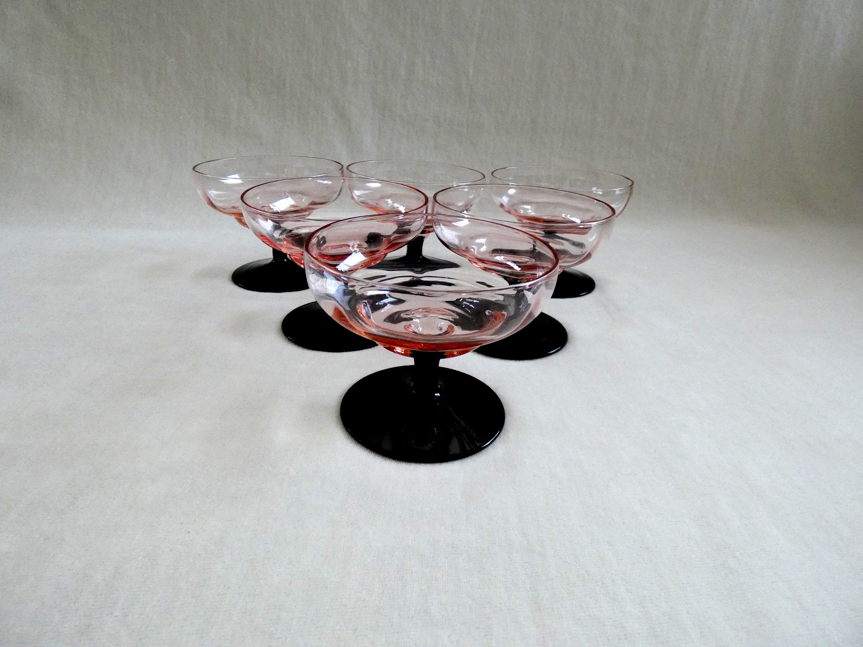 6 Vintage French Champagne Glasses, Antique Crystal Champagne Coupes